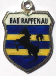 BAD RAPPENAU, Germany - Vintage Silver Enamel Travel Shield Charm
